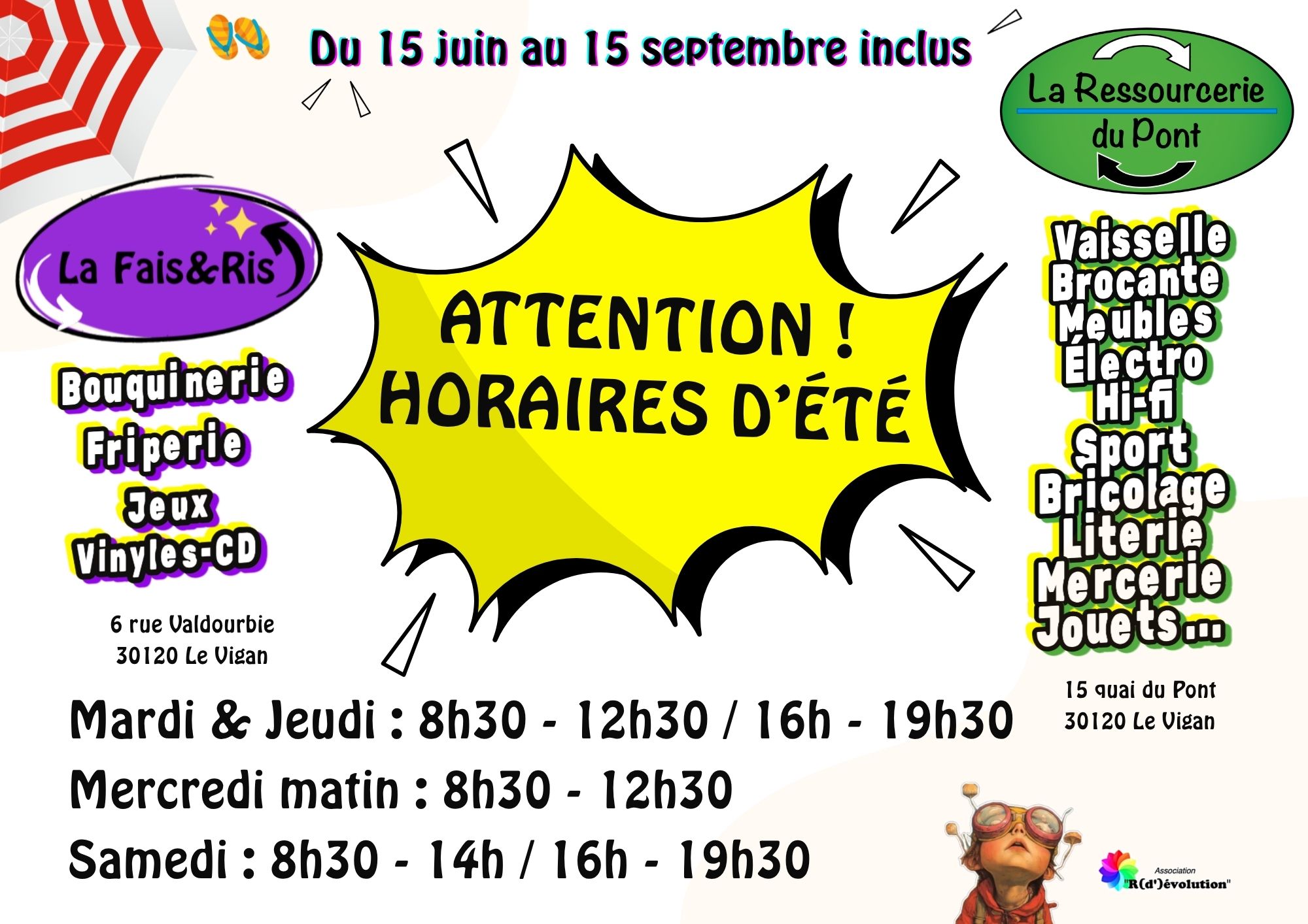 Nouveaux horaires d'&eacute;t&eacute;